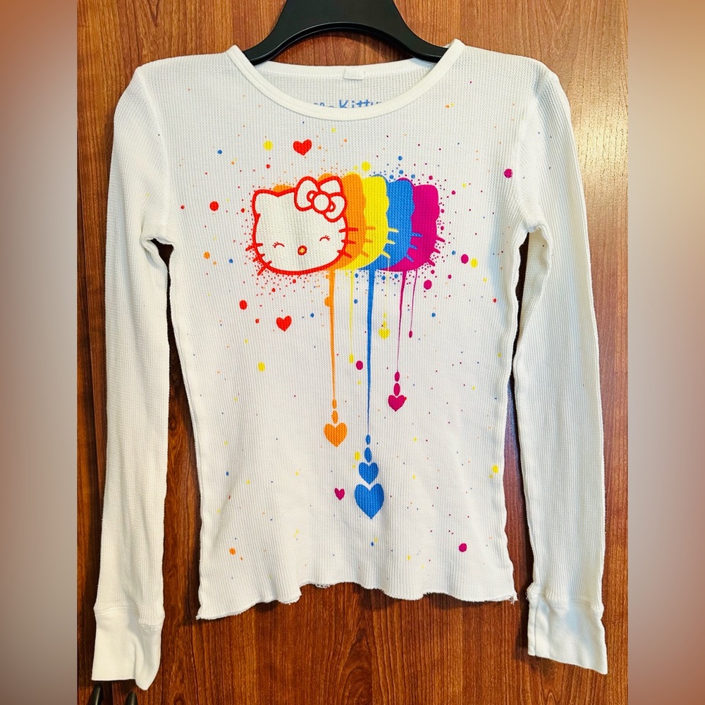 HELLO KITTY Sanrio Collection By DOE Long Sleeve THERMAL Shirt Sz M Y2K VINTAGE